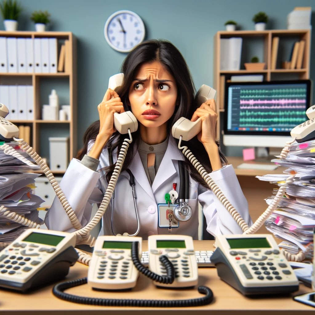 Busy Medical Office Answering Multiple Phone